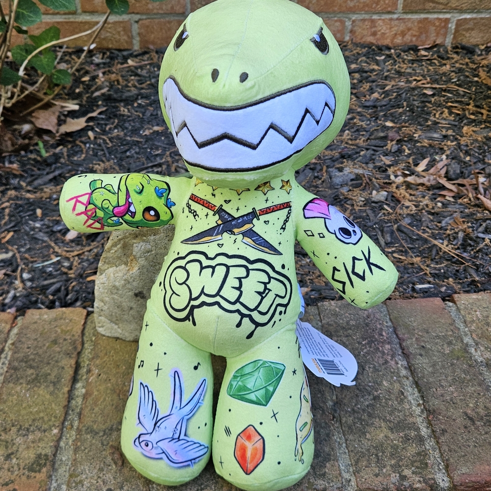 Tattoo Zoo 2023 Thrash The Dino 14" Plush With Tags Punk Rock Plush - Picture 4 of 14